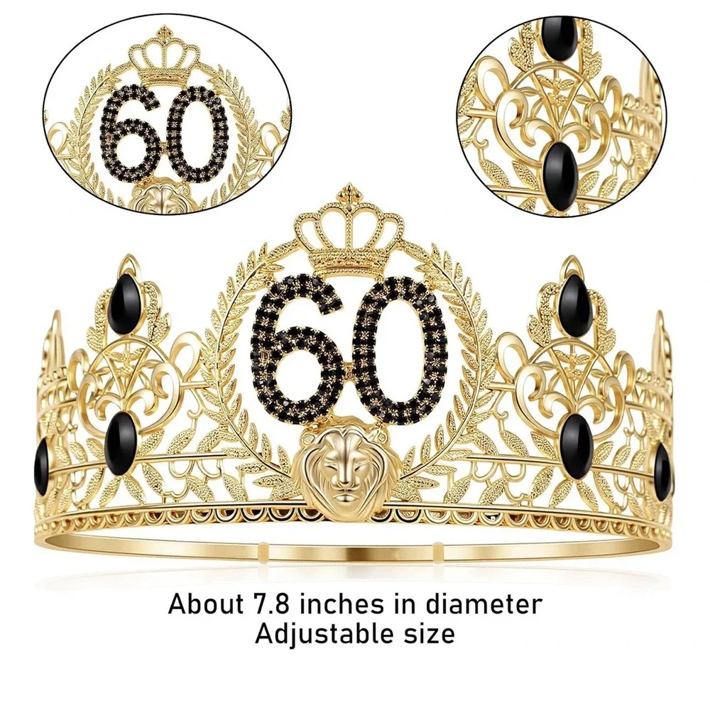 Happy 60th Birthday Decorations For Women, 9 pcs White And Gold Birthday Deco...